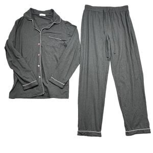Ekouaer Womens Size M‎ Pajamas Set Long Sleeve Sleepwear 2 pc Lounge Gray Pink